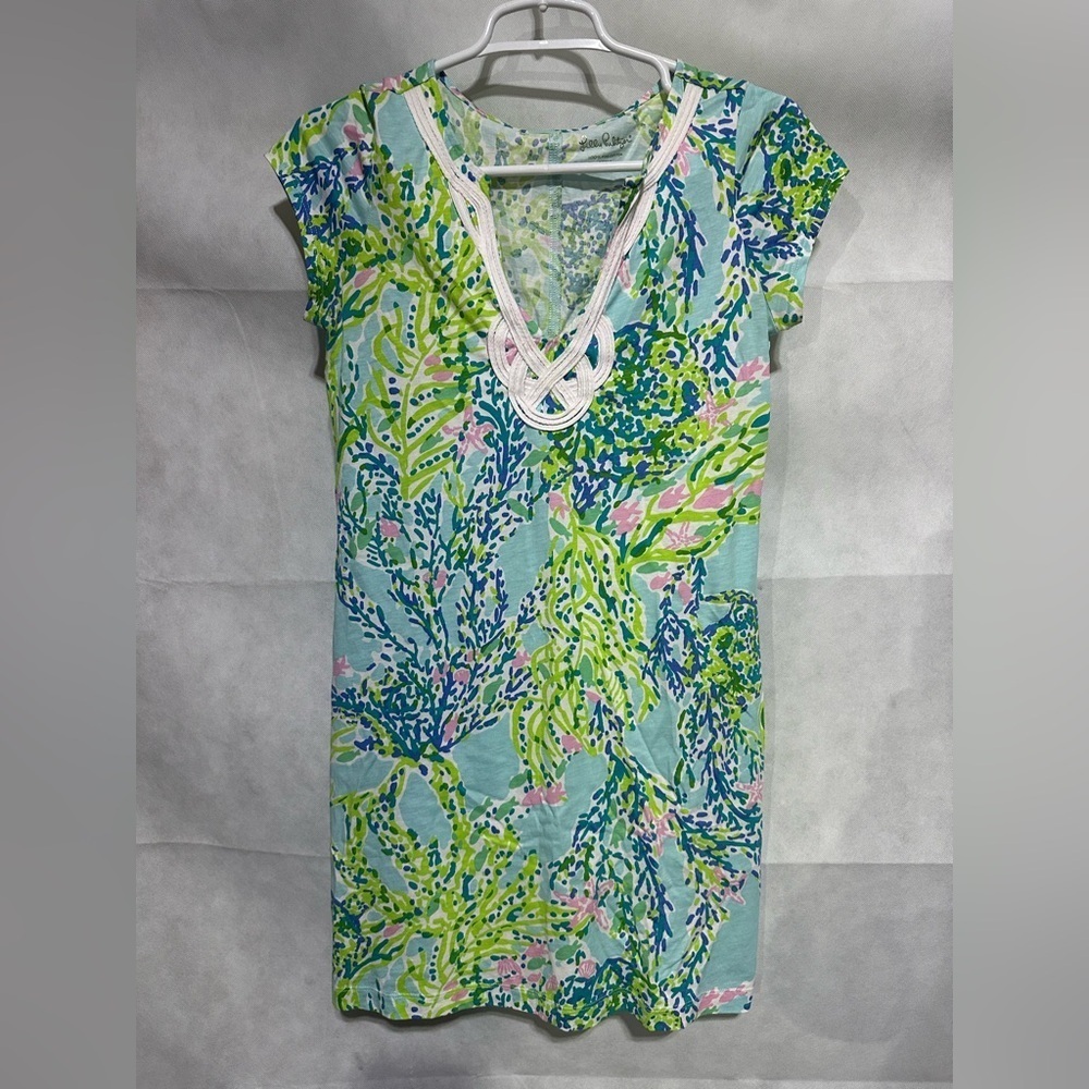 Lilly Pulitzer Brewster Dress Sky Blue Heaven Sz S Cap Sleeve V-Neck Beach NWOT